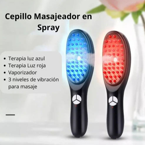 BrushSpa - PEINE MASAJEADOR CON ROCIADOR NANOSPRAY PARA CUERO CABELLUDO