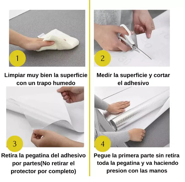 SUPER PACK 3x1 – PAPEL ALUMINIO ADHESIVO DE COCINA (Lleva 3 Metros En Total)