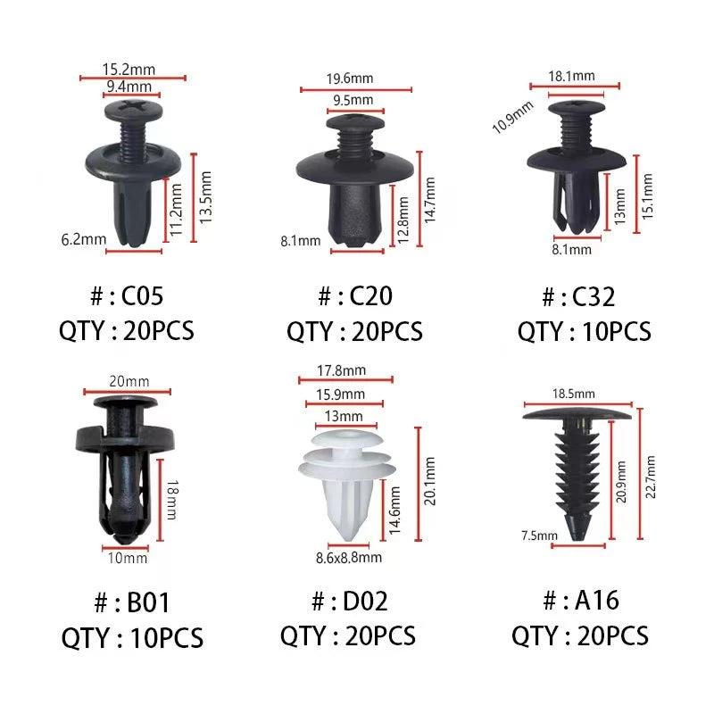 TornilloExpress - PACK 100 TORNILLOS UNIVERSALES PARA FIJACIÓN AUTOMOTRIZ