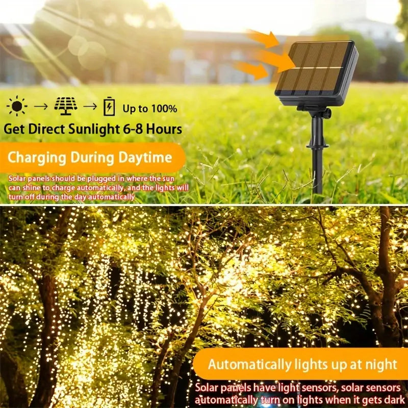 Guirnalda Solar LED Efecto Hada – PACK AHORRO 3 UNIDADES - 30 metros En Total (10 metros Cada Una)