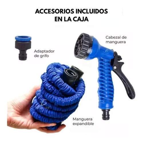 AquaPro - MANGUERA EXPANDIBLE 22,5mts CON BOQUILLA 7 MODOS