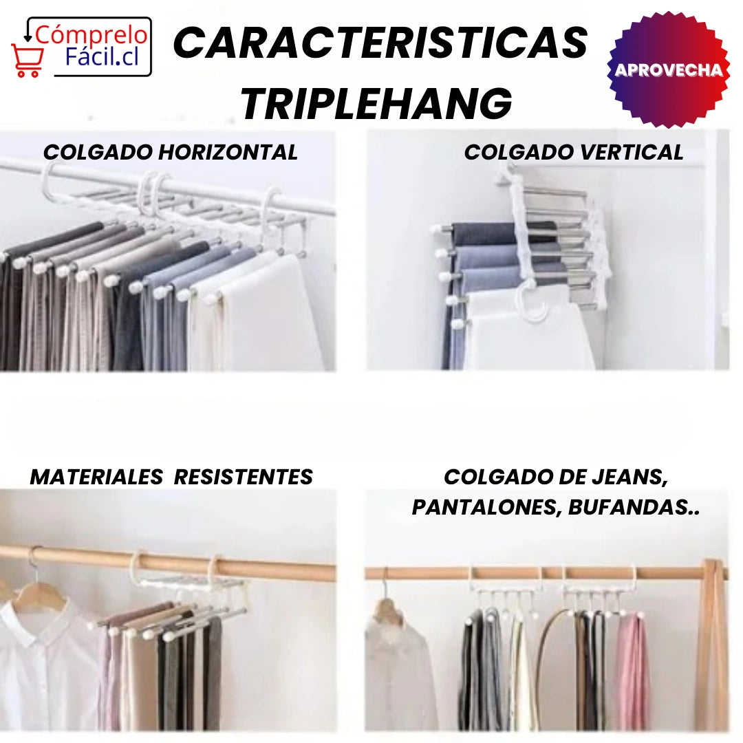 TripleHang – PACK 3 PERCHEROS PARA COLGAR 15 PANTALONES