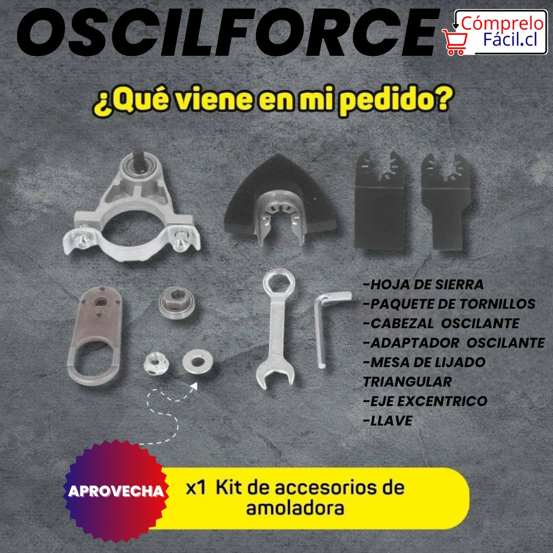OscilForce - KIT OSCILANTE PROFESIONAL PARA AMOLADORA 3 En 1 - Corta, Lija Y Pule