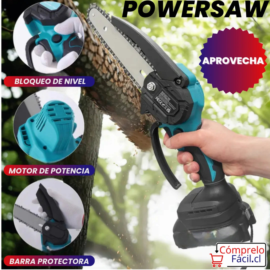 PowerSaw – MINIMOTOSIERRA INALÁMBRICA DE 6 PULGADAS  + 2 BATERÍAS DE REGALO