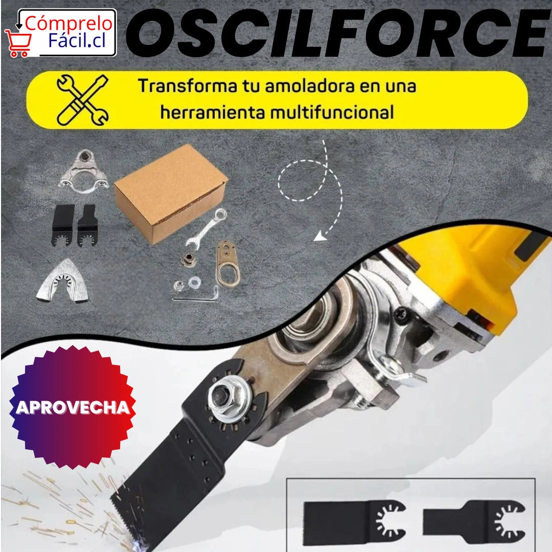 OscilForce - KIT OSCILANTE PROFESIONAL PARA AMOLADORA 3 En 1 - Corta, Lija Y Pule