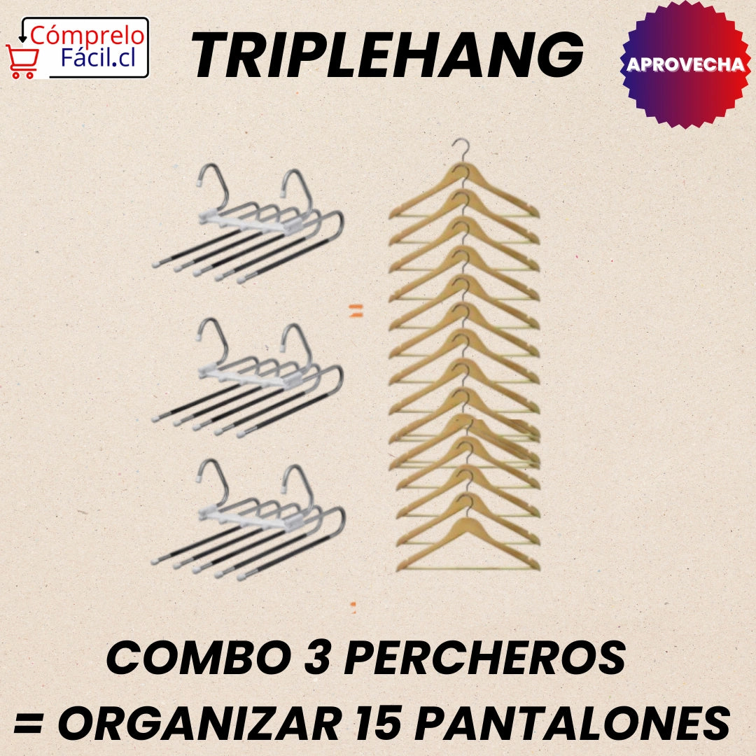 TripleHang – PACK 3 PERCHEROS PARA COLGAR 15 PANTALONES