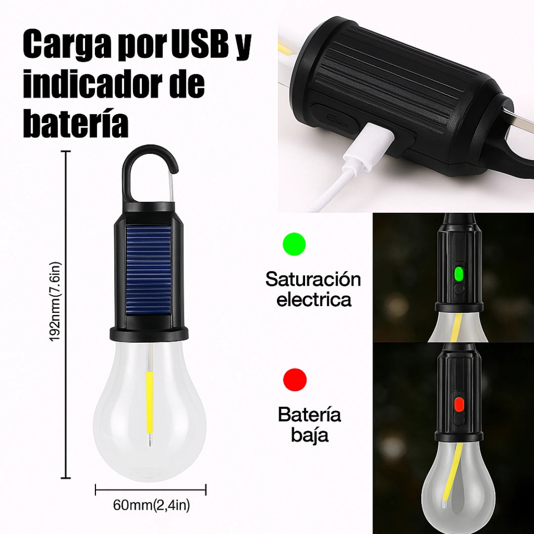 DúoSolarHook- PACK DE 2 LÁMPARAS SOLARES LED RECARGABLES