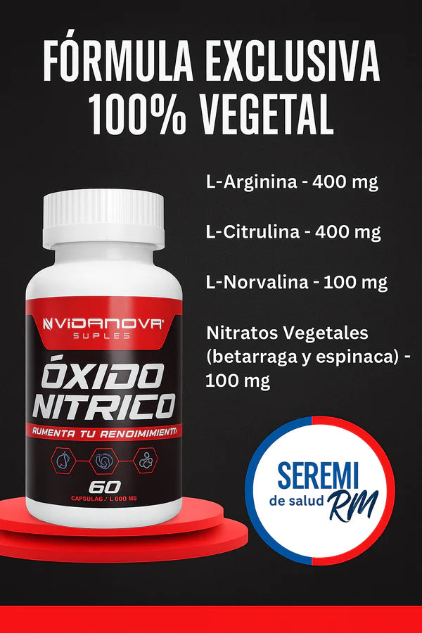 Óxido Nítrico - VITALIDAD Y ENERGÍA NATURAL, SUPLEMENTO (60 CÁPSULAS)