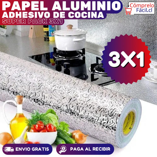 SUPER PACK 3x1 – PAPEL ALUMINIO ADHESIVO DE COCINA (Lleva 3 Metros En Total)