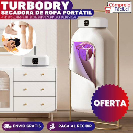 TurboDry - SECADORA DE ROPA PORTÁTIL + 3 PARES DE CALCETINES TÉRMICOS DE OBSEQUIO