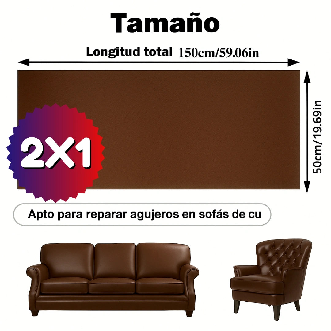 LeatherCare -  PARCHE REPARADOR DE CUERO AUTOADHESIVO 2X1 (Lleva En Total 3 metros)