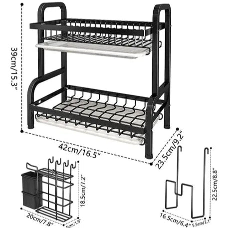 KitchenRack - ESCURRIDOR DE PLATOS PREMIUM EN ACERO DOBLE NIVEL