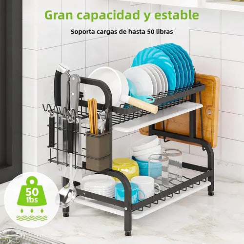 KitchenRack - ESCURRIDOR DE PLATOS PREMIUM EN ACERO DOBLE NIVEL