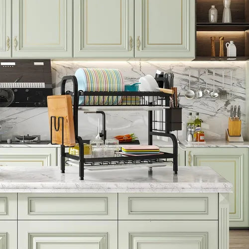 KitchenRack - ESCURRIDOR DE PLATOS PREMIUM EN ACERO DOBLE NIVEL