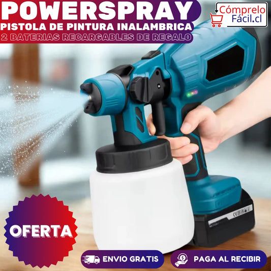 PowerSpray – PISTOLA DE PINTURA INALÁMBRICA + 2 BATERÍAS RECARGABLES DE REGALO