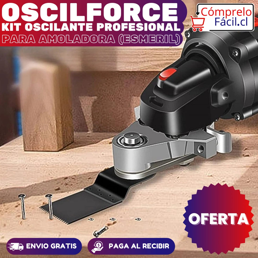 OscilForce - KIT OSCILANTE PROFESIONAL PARA AMOLADORA 3 En 1 - Corta, Lija Y Pule