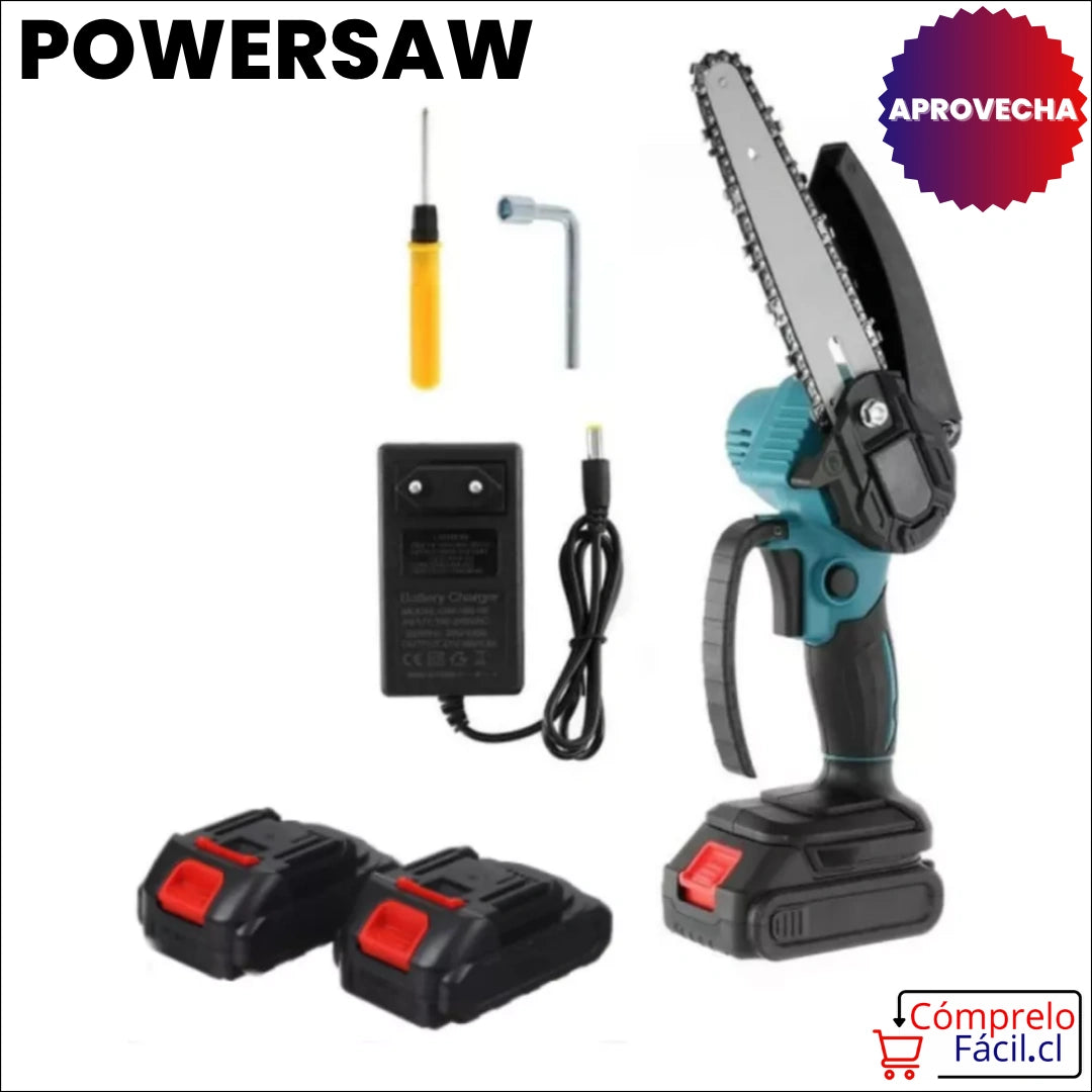 PowerSaw – MINIMOTOSIERRA INALÁMBRICA DE 6 PULGADAS  + 2 BATERÍAS DE REGALO