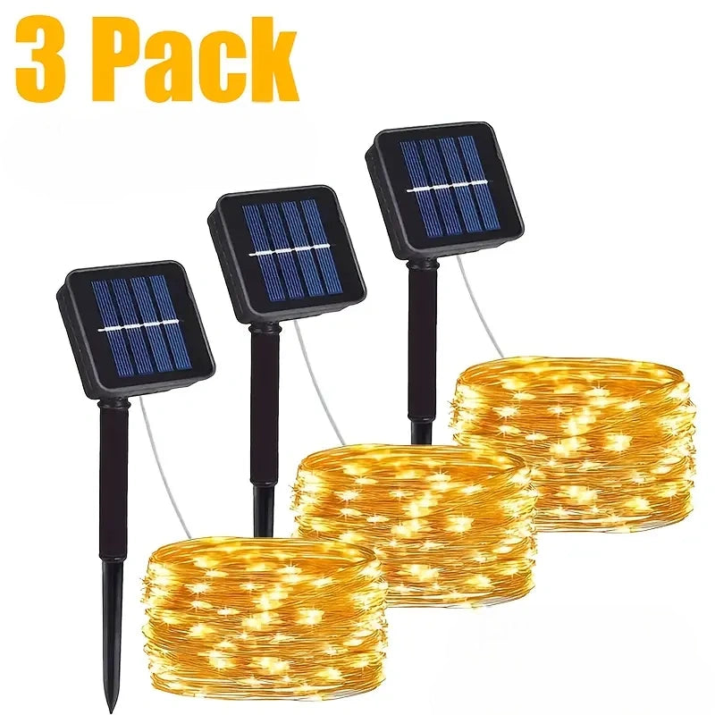 Guirnalda Solar LED Efecto Hada – PACK AHORRO 3 UNIDADES - 30 metros En Total (10 metros Cada Una)