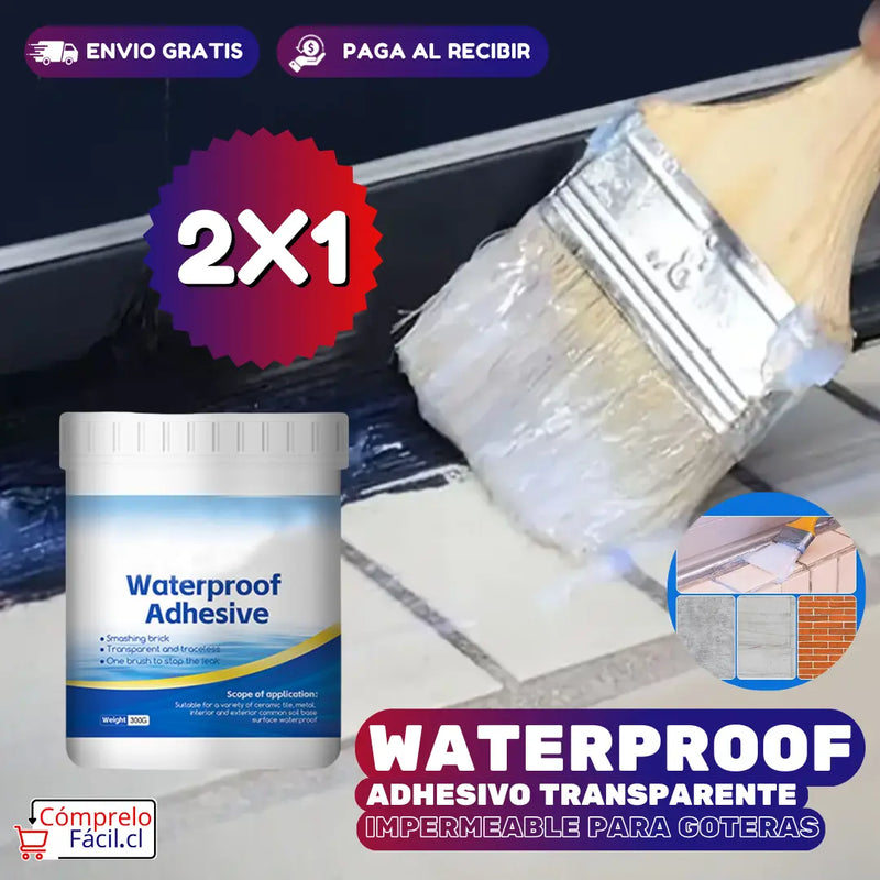 WATERPROOF™️ - 2X1 ⭐ ADHESIVO TRANSPARENTE IMPERMEABLE PARA GOTERAS