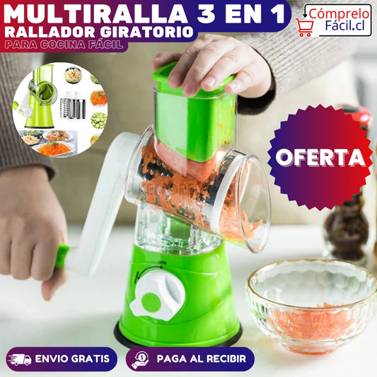 MultiRalla 3 en 1 – RALLADOR GIRATORIO PARA COCINA FÁCIL + ENVÍO GRATIS
