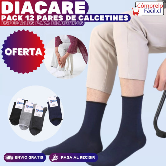 DiaCare - PACK 12 PARES DE CALCETINES ESPECIALES PARA DIABÉTICOS