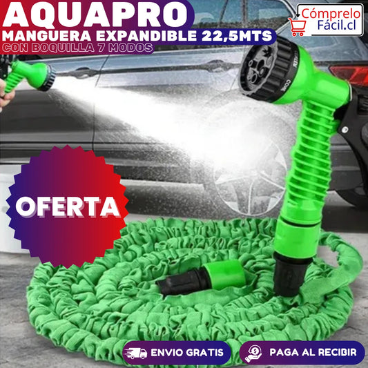 AquaPro - MANGUERA EXPANDIBLE 22,5mts CON BOQUILLA 7 MODOS
