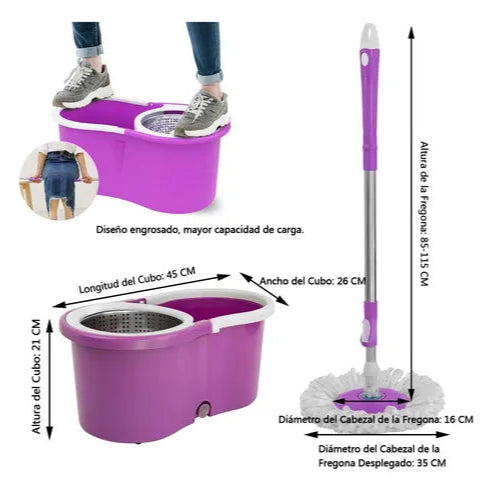 MagicClean – TRAPEADOR 360° + MOPA EXTRA INTERCAMBIABLE DE REGALO