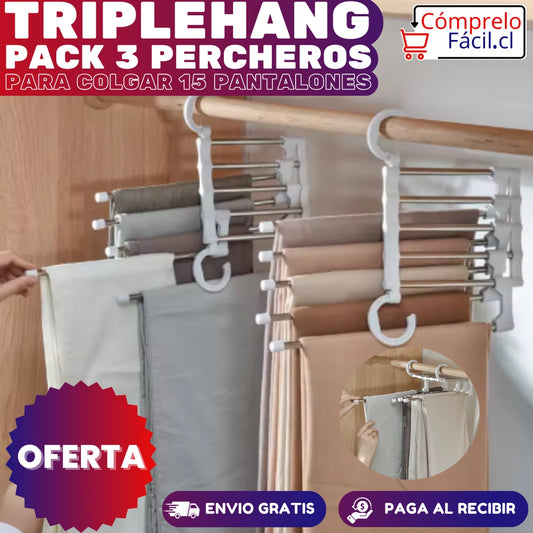 TripleHang – PACK 3 PERCHEROS PARA COLGAR 15 PANTALONES
