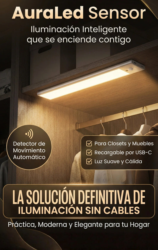 AuraLed Sensor – LÁMPARA LED CON SENSOR DE MOVIMIENTO INTERIOR (30 CM CADA UNIDAD)