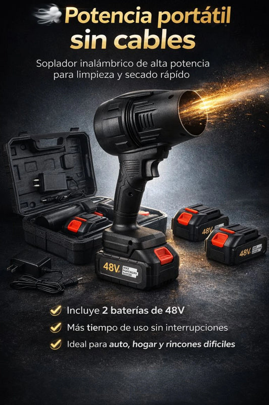 TurboBlow Pro – SOPLADOR INALÁMBRICO DE ALTA POTENCIA CON DOBLE BATERÍA