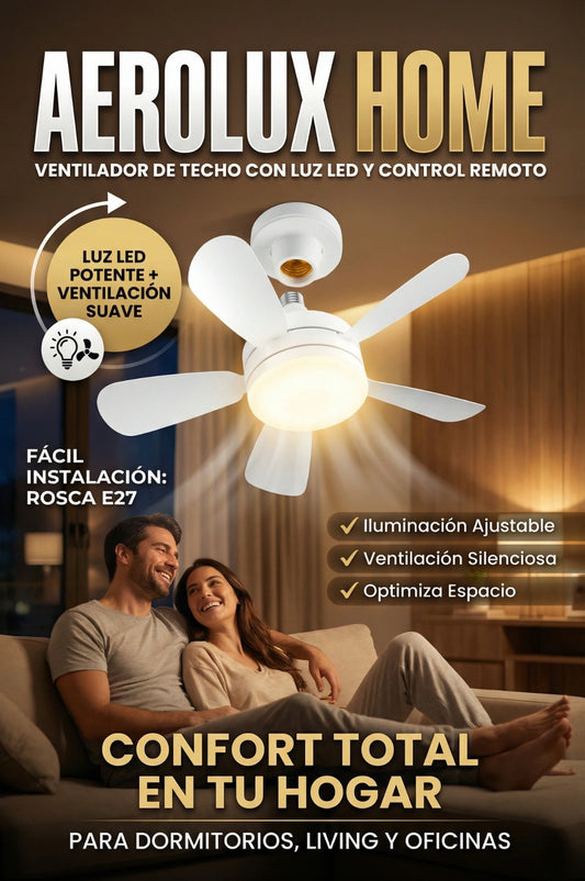 AeroLux Home – AMPOLLETA LED + VENTILADOR SILENCIOSO PARA HOGAR