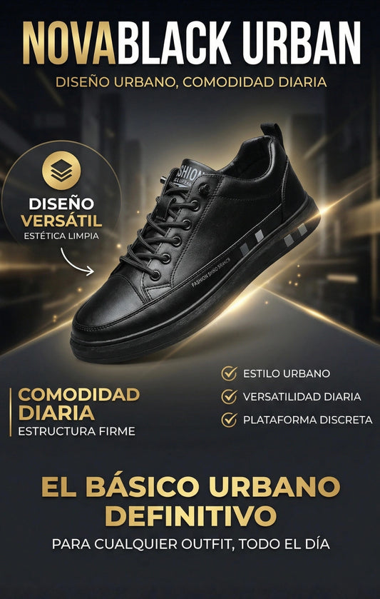 NovaBlack Urban – ZAPATILLA CASUAL TOTAL BLACK DE USO DIARIO