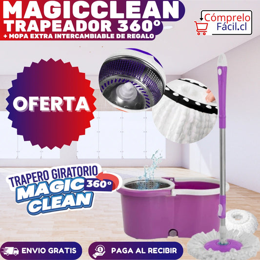 MagicClean – TRAPEADOR 360° + MOPA EXTRA INTERCAMBIABLE DE REGALO